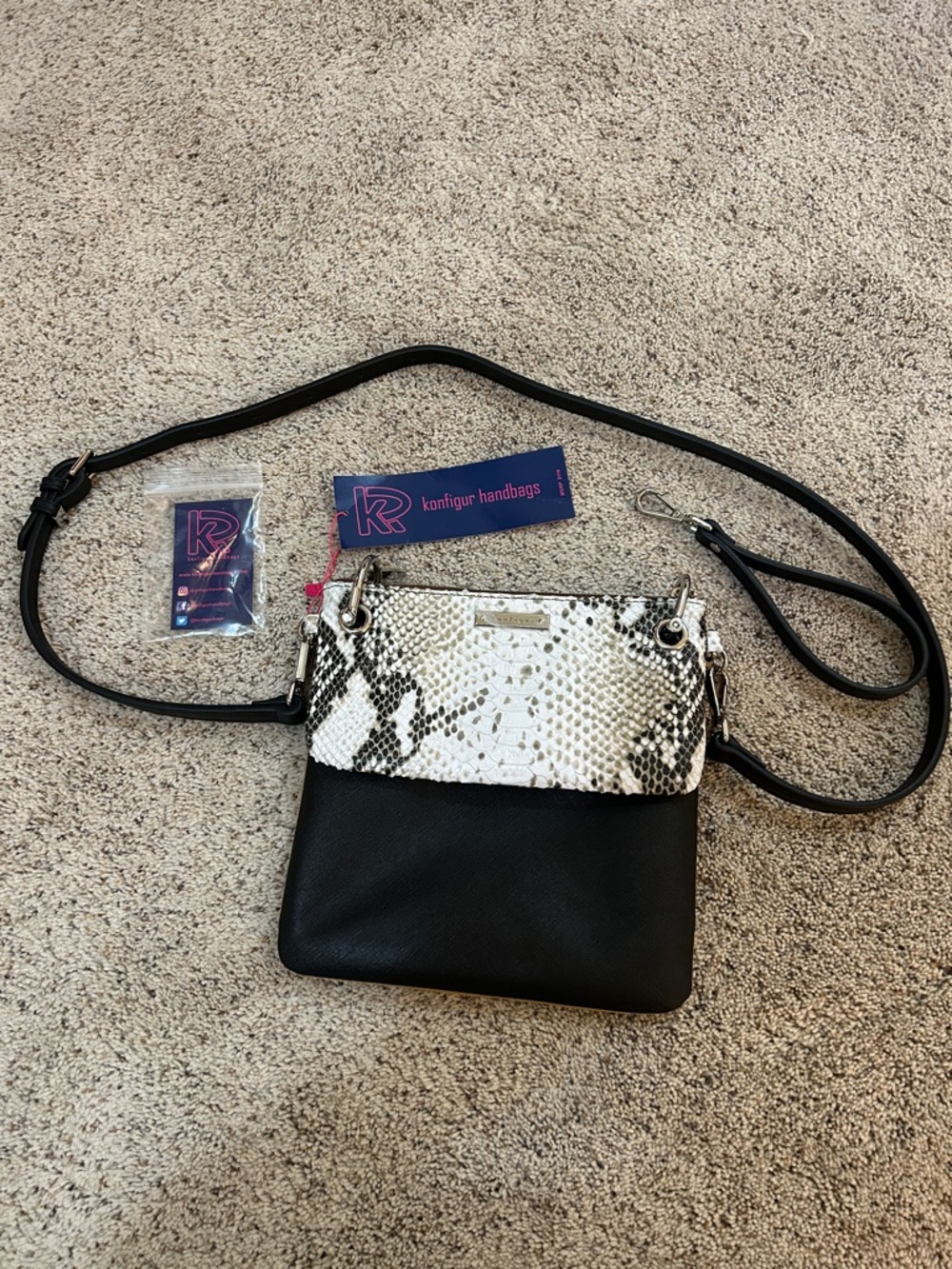 Black / Tan / Sliver / Gold Stud Crossbody Purse 2 Purses in one!